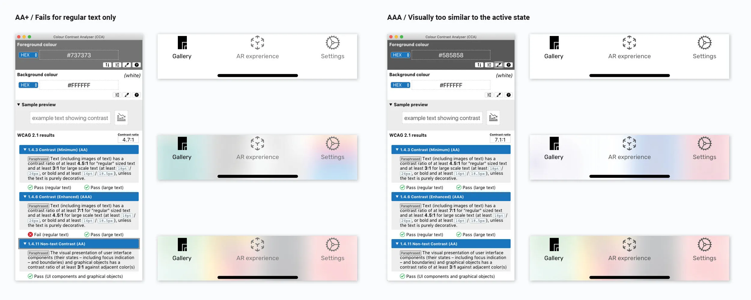 Colour Contrast Analyser testing
