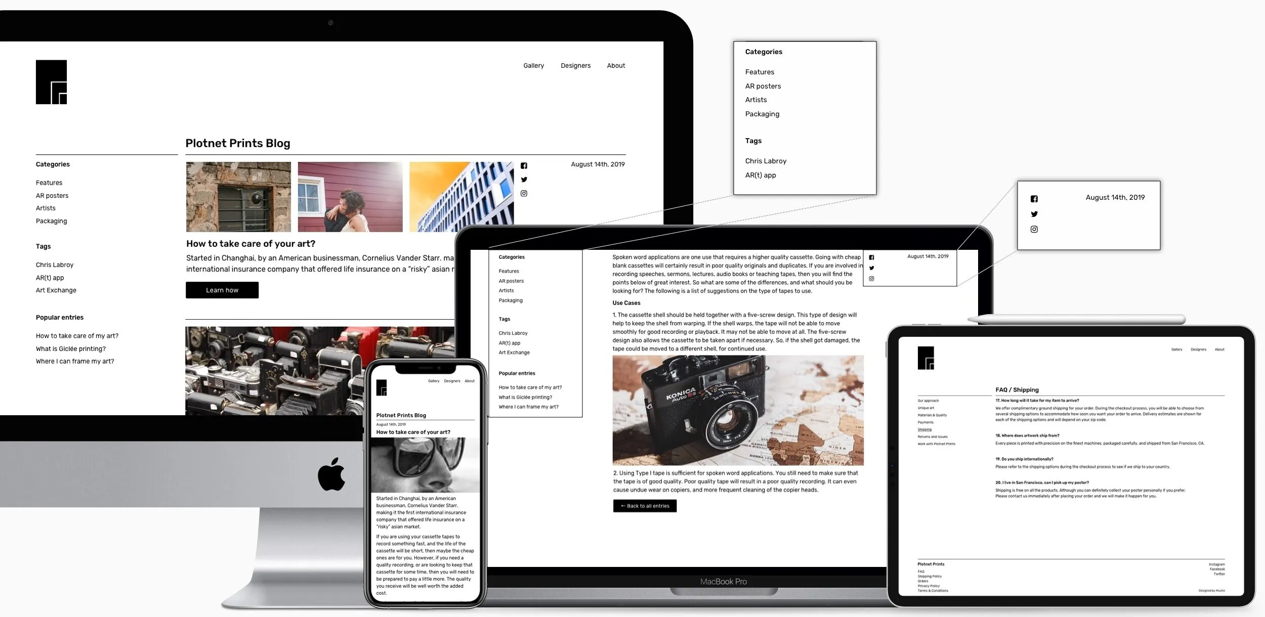 FAQ and Blog page layouts