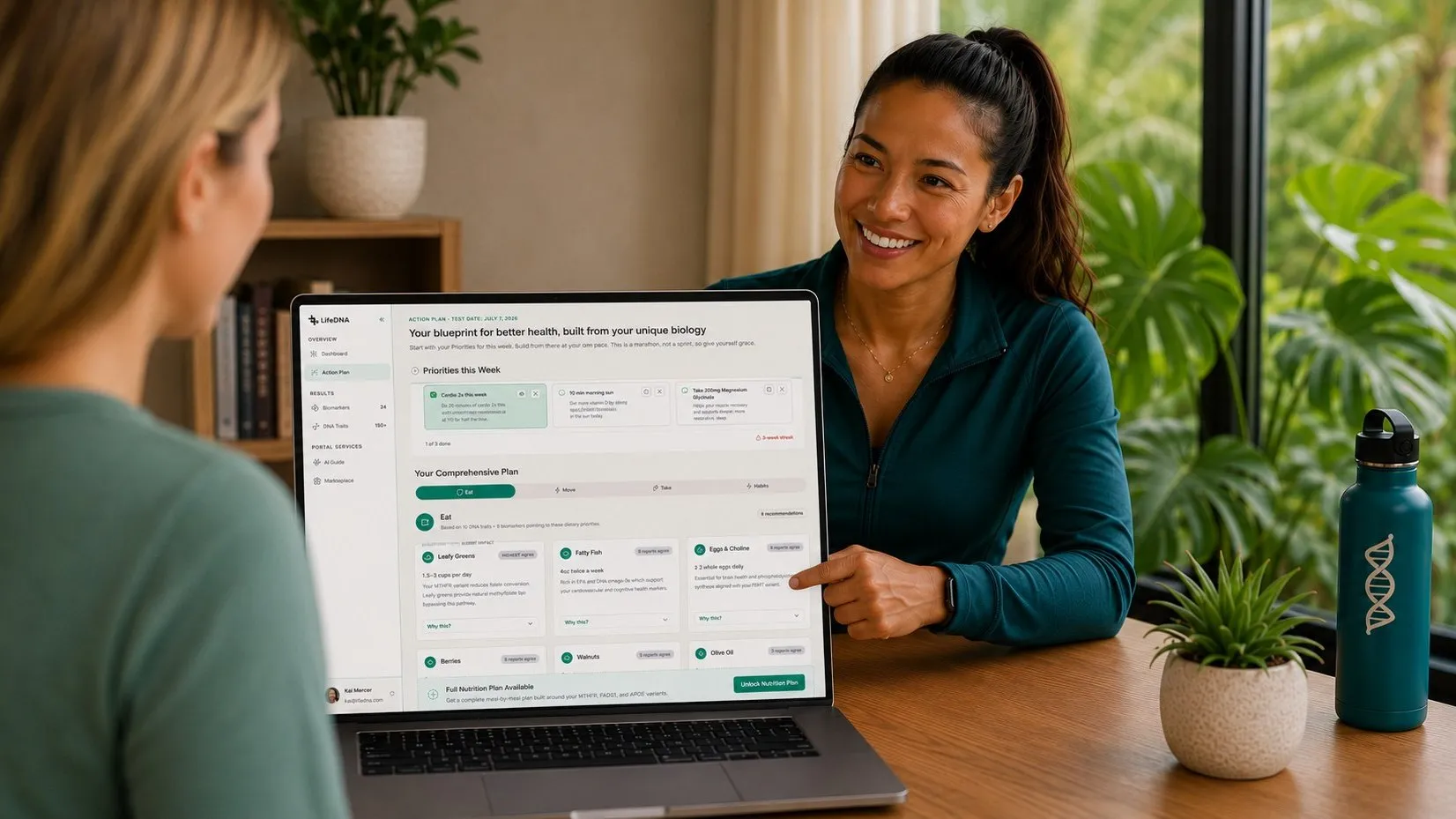 The LifeDNA action plan on a laptop