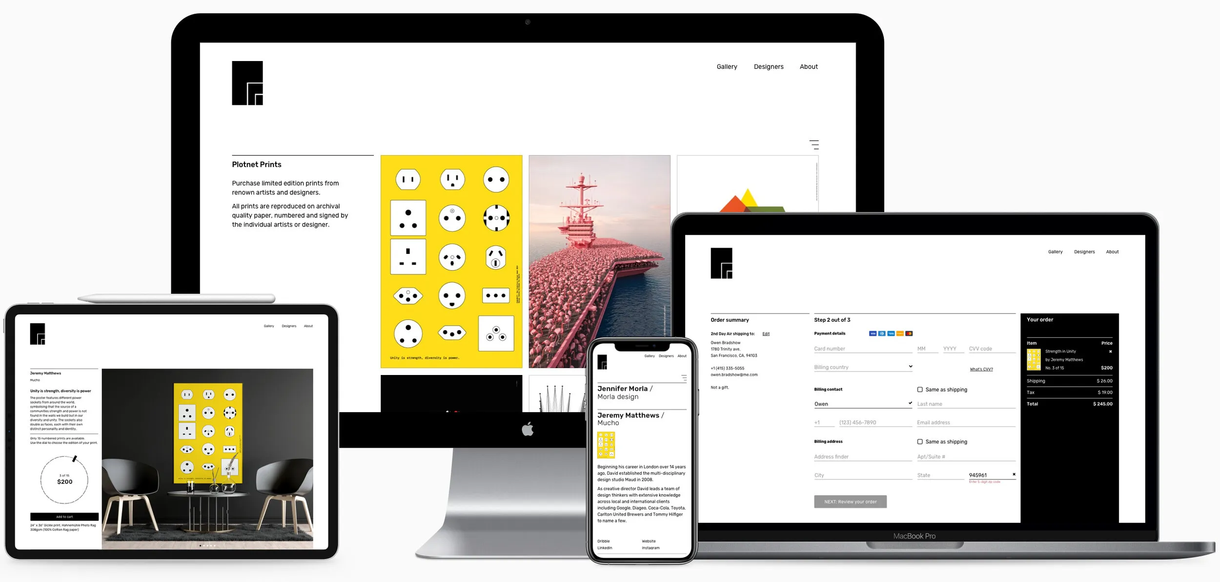 Plotnet Prints website on desktop, laptop, tablet and phone