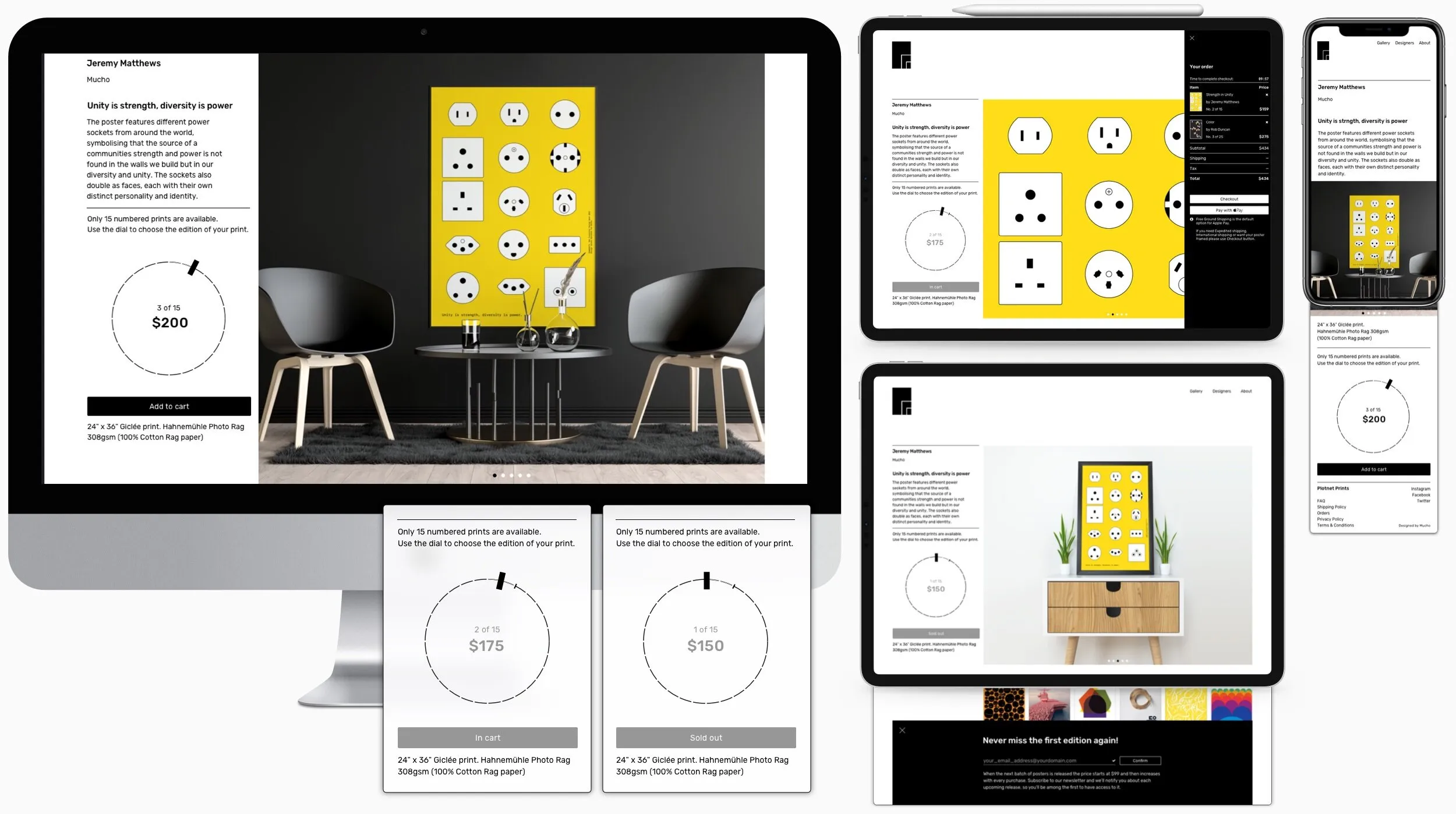 Poster preview page with the price selection dial