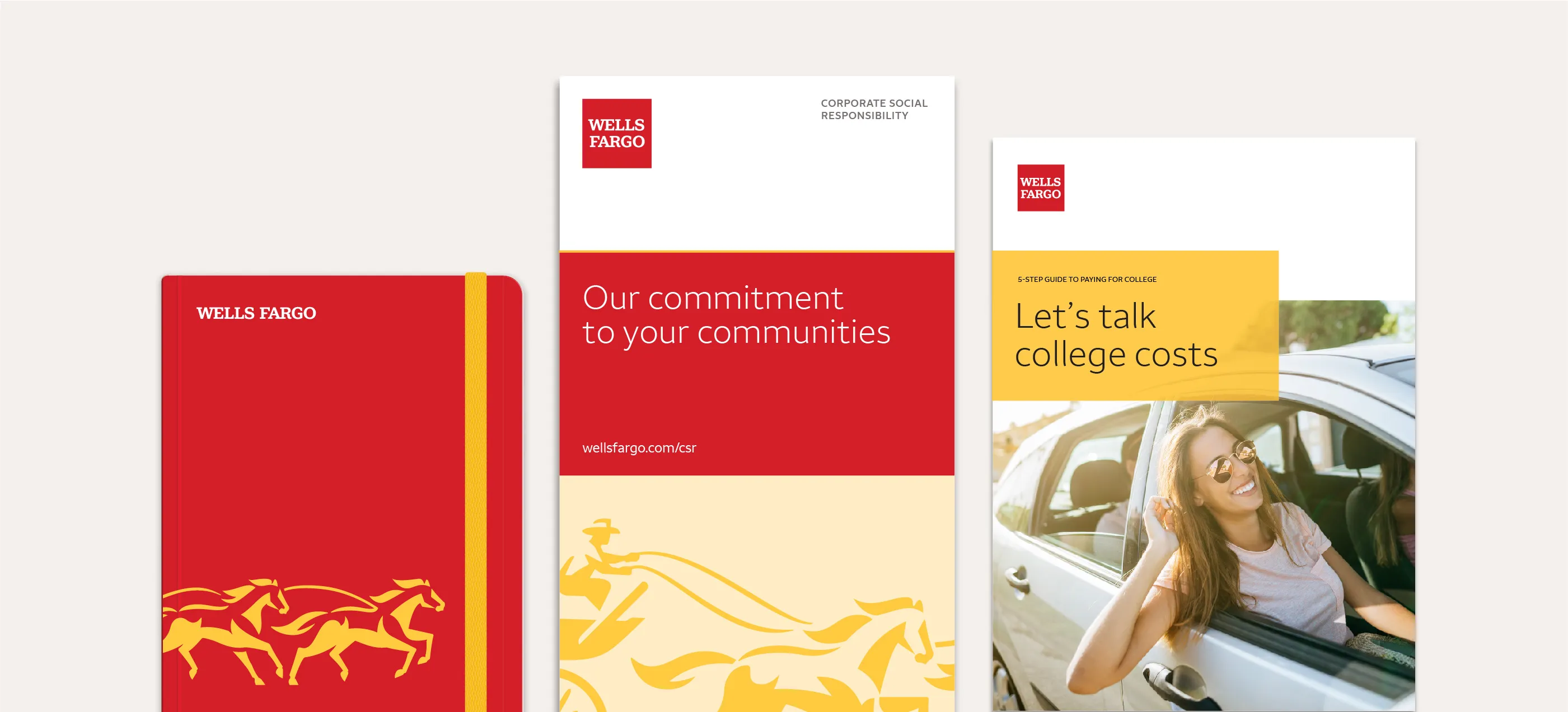 Print collateral - notebook, CSR brochure and college-costs guide