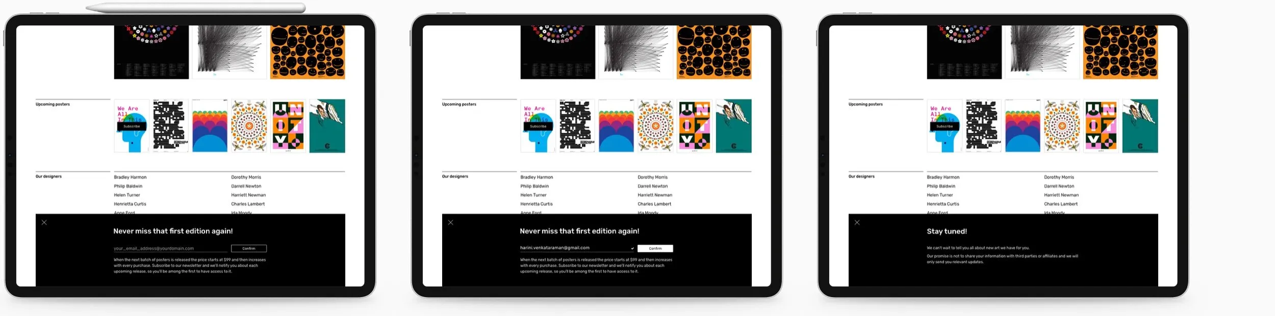 Three-step subscribe dialog