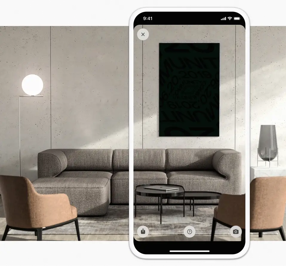 Placing the AR poster on a wall through the phone camera
